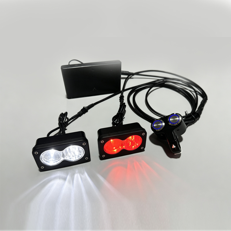 Bike Light Front Rear - ชุดไฟหน้า LED แบบสองเลนส์ Damei และชุดไฟท้าย, ไฟเสริมแบบเสียบใช้งานได้ทันทีสำหรับรถมอเตอร์ไซค์วิบาก