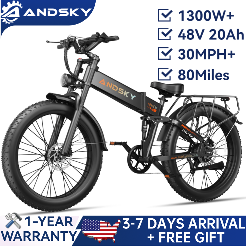 Commuting On Mountain Bike - ANDSKY Forge 26 จักรยานไฟฟ้าพับได้ 1300W ยางหน้ากว้าง