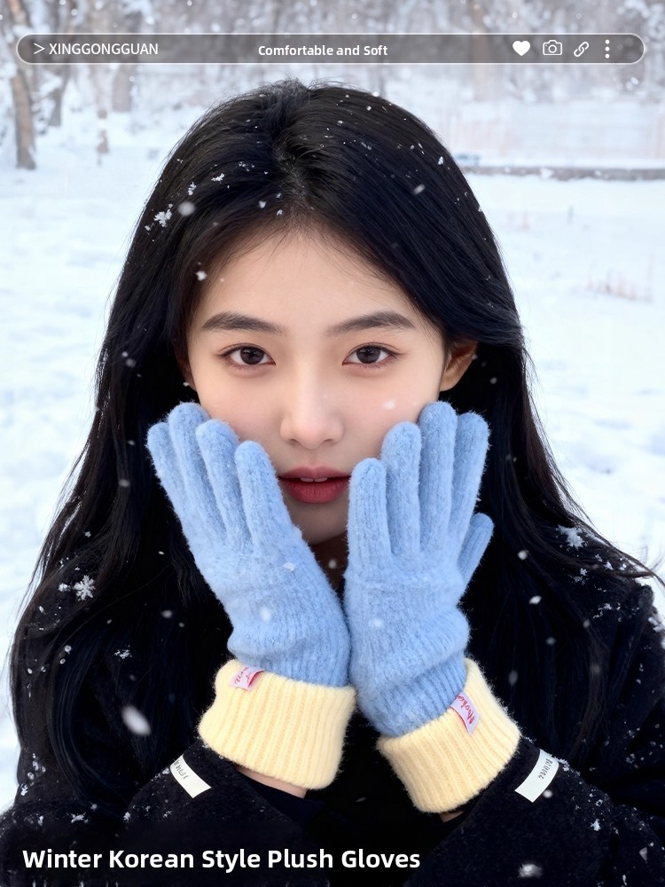 ถุงมือถักนิตติ้งสไตล์เกาหลีสำห - Winter Cycling Commute บทวิจารณ์และราคา